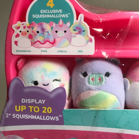 Squishmallows Squishville Display Pink Case w/ Set of 4 Plush 2" fits up 20 NEW - Picture 3 of 11